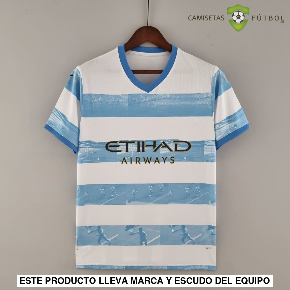 Camiseta Manchester City 22-23 Edicion Especial Blanco Azul Personalizado