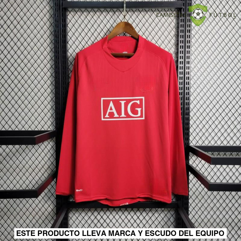 Camiseta Manchester United 07-08 Local Manga Larga (Versión Retro) De Futbol