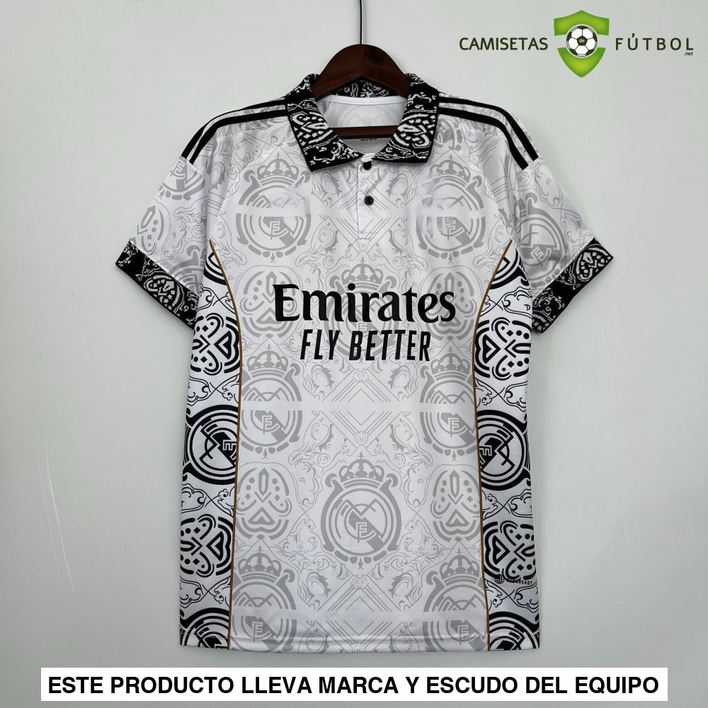 Camiseta Real Madrid 23-24 Edicion Especial Blanco Negro Parche